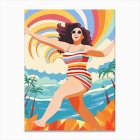 Body Positivity Day At The Beach Colourful Illustration  4 Canvas Print
