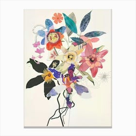 Passionflower 2 Collage Flower Bouquet Canvas Print