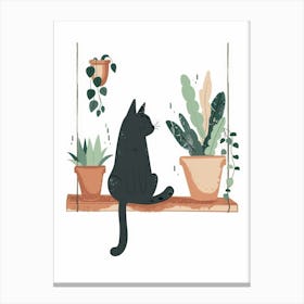 Cat Sitting On A Shelf Canvas Print