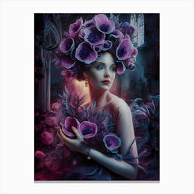 Girl With Flowers 20 Canvas Print