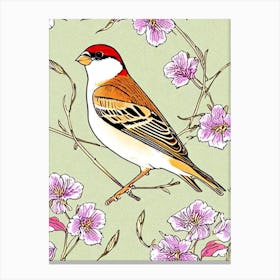 House Sparrow 3 William Morris Style Bird Canvas Print