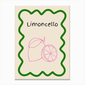 Limoncello Doodle Poster Green & Pink Canvas Print
