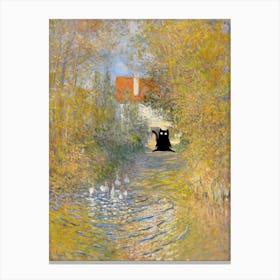 Cats In Famous Gardens Claude Monet The Geese Canvas Print