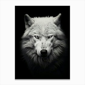 Wolf Portrait Black And White 1 Canvas Print