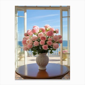 Rose Dreams: Vase Flower Wall Poster Canvas Print