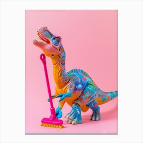 Toy Dinosaur Cleaning Up Canvas Print
