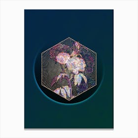 Abstract Purple Roses Floral Mosaic Botanical Illustration Canvas Print