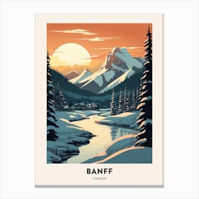 Winter Night  Travel Poster Banff Canada 3 Canvas Print