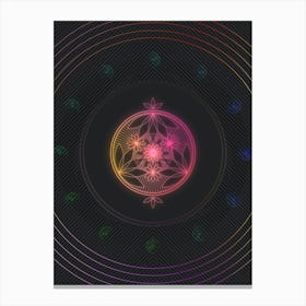 Neon Geometric Glyph in Pink and Yellow Circle Array on Black n.0021 Canvas Print
