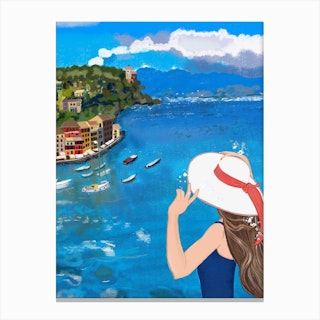 Portofino Beautiful Woman Canvas Print