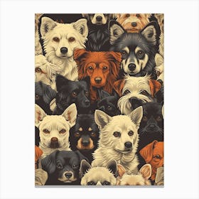 Perfectly Repeatable Artwork With Cute Dog Faces 32 Canvas Print