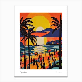 Copacabana Rio De Janeiro Matisse Style 6 Watercolour Travel Poster Canvas Print