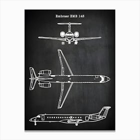 Emb 145 Airplane Decor Aircraft Decor Plane Decor Airplane Art Airplane Print Airplane Blueprint Airplane Art Va1451 Canvas Print