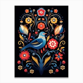 Folk Bird Illustration Bluebird 3 Canvas Print