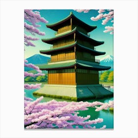 Pagoda Cherry Blossoms Mount Fuji Japan Canvas Print