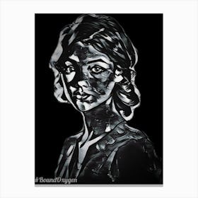 Black And White Portrait Of A Woman 2 Canvas Print