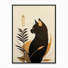 black cat mininalist portrait 14 Canvas Print