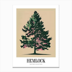 Hemlock Tree Colourful Illustration 3 Poster Canvas Print