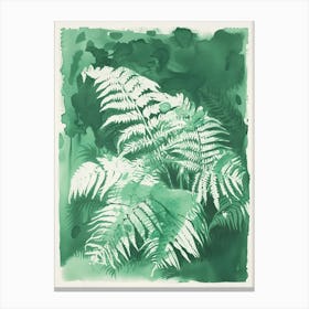 Green Ink Painting Of A Giant Chain Fern 1 Canvas Print