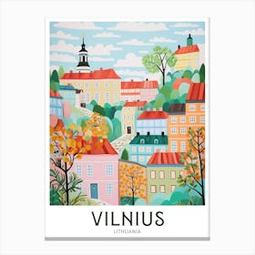 Vilnius, Lithuania Maximalist Travel Poster Vibrant Colour Canvas Print