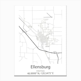 Ellensburg,United States Minimalist Map Canvas Print