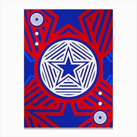 Geometric Abstract Glyph in White on Red and Blue Array n.0003 Canvas Print
