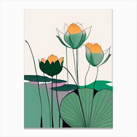 Lotus Flowers In Park Minimal Line Drawing 4 Canvas Print