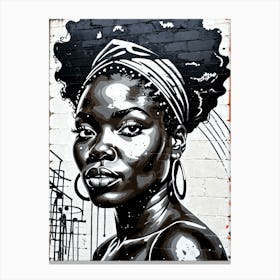 Vintage Graffiti Mural Of Beautiful Black Woman 104 Canvas Print