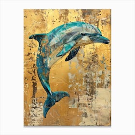 Dolphin Gold Effect Collage 5 Canvas Print