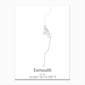 Exmouth,Australia Minimalist Map Canvas Print