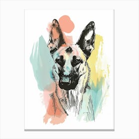 German Shepherd Dog Pastel Line Painting 4 Canvas Print