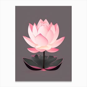 A Pink Lotus In Minimalist Style Vertical Composition Canvas Print