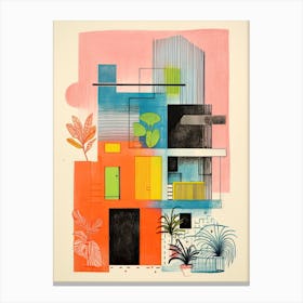 A House In Cairo, Abstract Risograph Style 3 Canvas Print