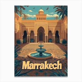 Aihrgdesign A Mid Century Modern Travel Poster For Marrakech 2 Canvas Print