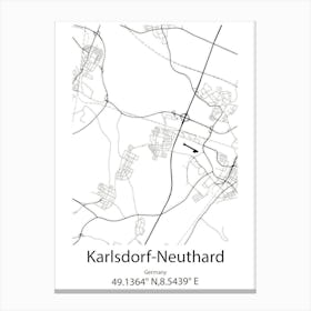 Karlsdorf Neuthard,Germany Minimalist Map Canvas Print