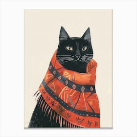 Black Cat With Scarf 2 Canvas Print