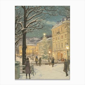 Vintage Winter Illustration Vienna Austria 2 Canvas Print