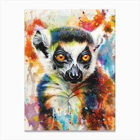 Lemur Colourful Watercolour 1 Canvas Print