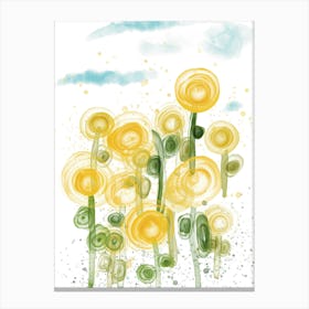 Sunflowers Watercolor yellow Canvas Print