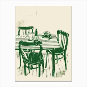 Summertime Lunch Green Line Art Illustration Canvas Print