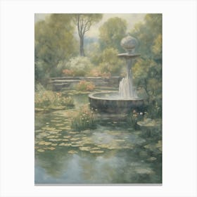 Fountain In The Garden Canvas Print