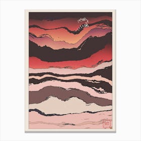 Abstract Sunset Landscape Inspired By Minimalist Japanese Ukiyo E Painting Style 6 Canvas Print