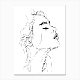 Woman'S Face Minimalist One Line Illustration Canvas Print