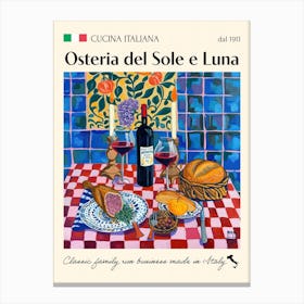 Osteria Del Sole E Luna Trattoria Italian Poster Food Kitchen Canvas Print