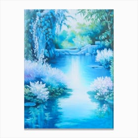 Water Gardens Waterscape Marble Acrylic Painting 1 Canvas Print