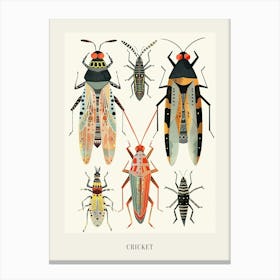 Colourful Insect Illustration Cricket 7 Poster Canvas Print