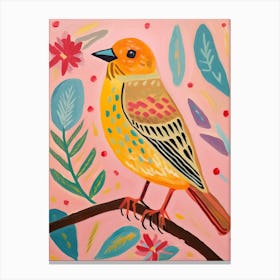 Pink Scandi Yellowhammer 4 Canvas Print