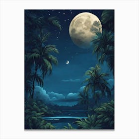 Full Moon In The Jungle 2 Canvas Print