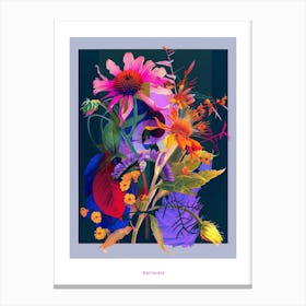 Gaillardia 3 Neon Flower Collage Poster Canvas Print