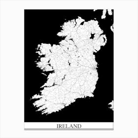 Ireland White Black Map Canvas Print